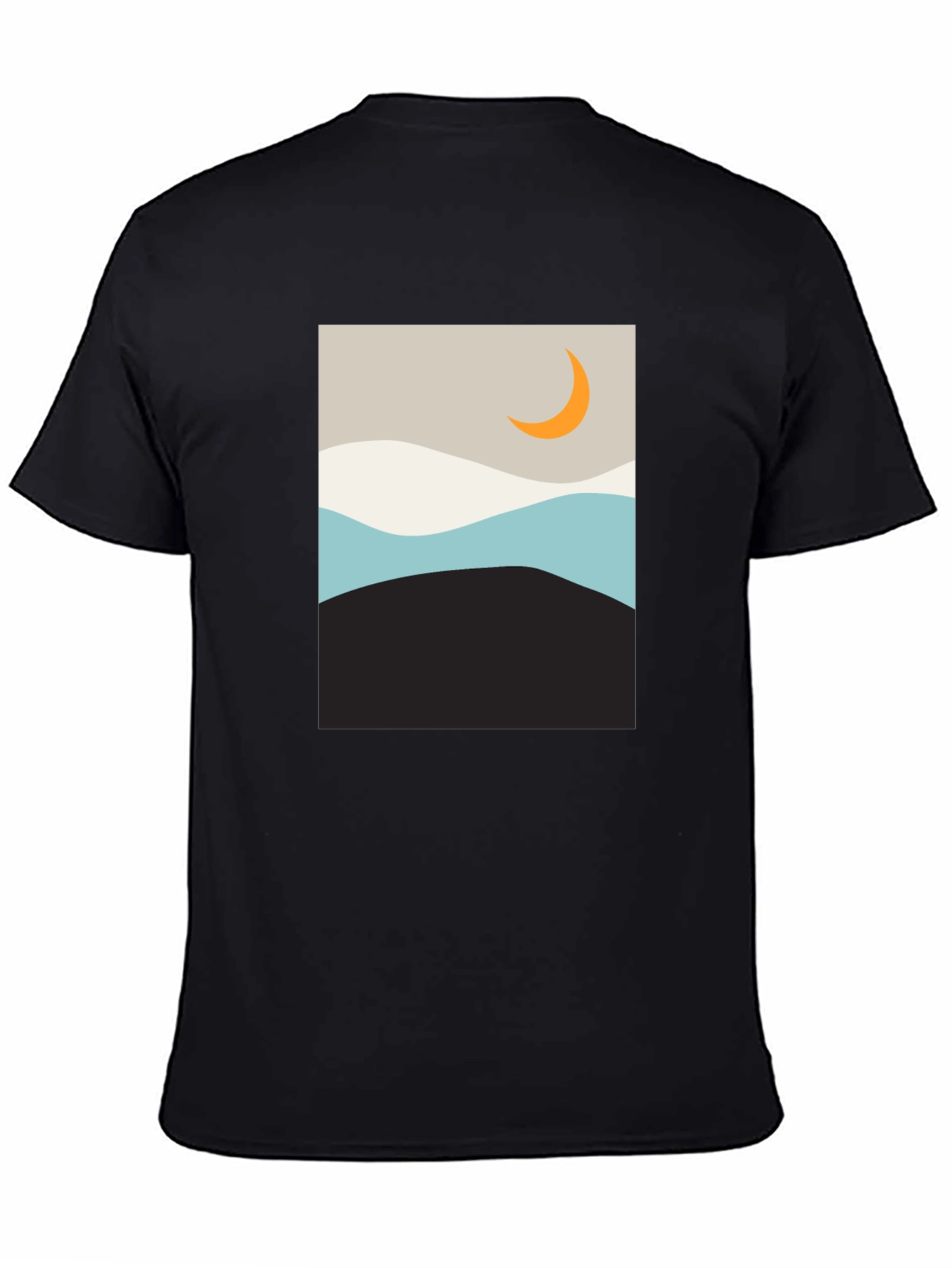 Minimalist Moon Graphic T-Shirt - Black