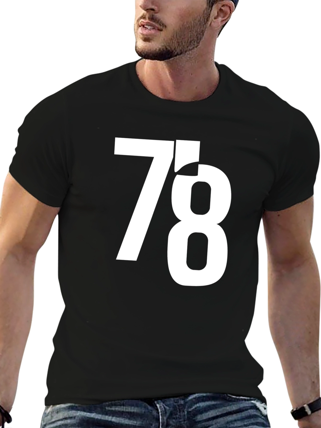 Bold 78 Graphic Tee - Stylish Black T-Shirt