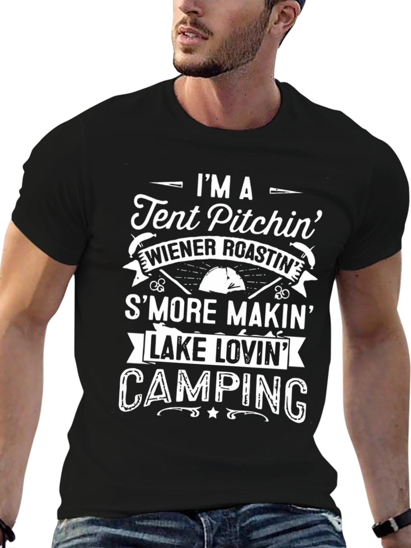 Camping Graphic Tee: Tent Pitchin & Smore Makin
