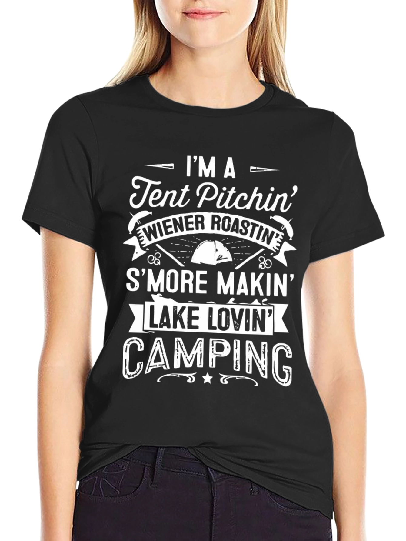 Camping Graphic Tee: Tent Pitchin & Smore Makin