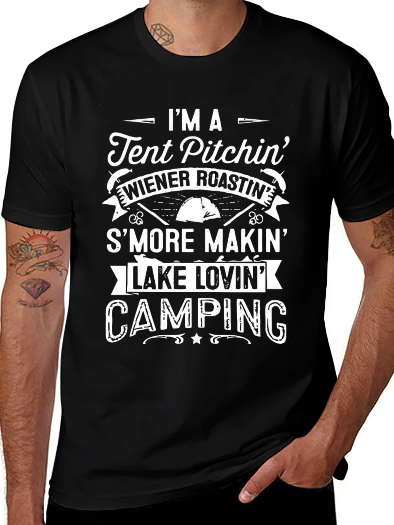 Camping Graphic Tee: Tent Pitchin & Smore Makin