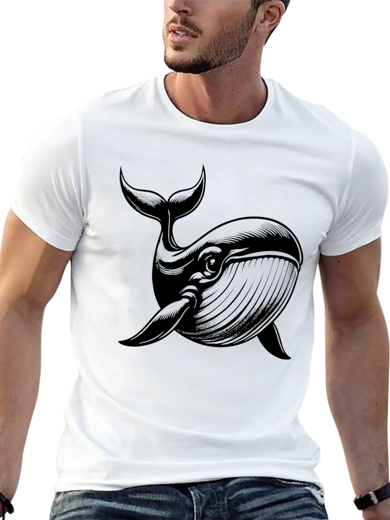 Black Whale Graphic Tee - Mens Casual Shirt