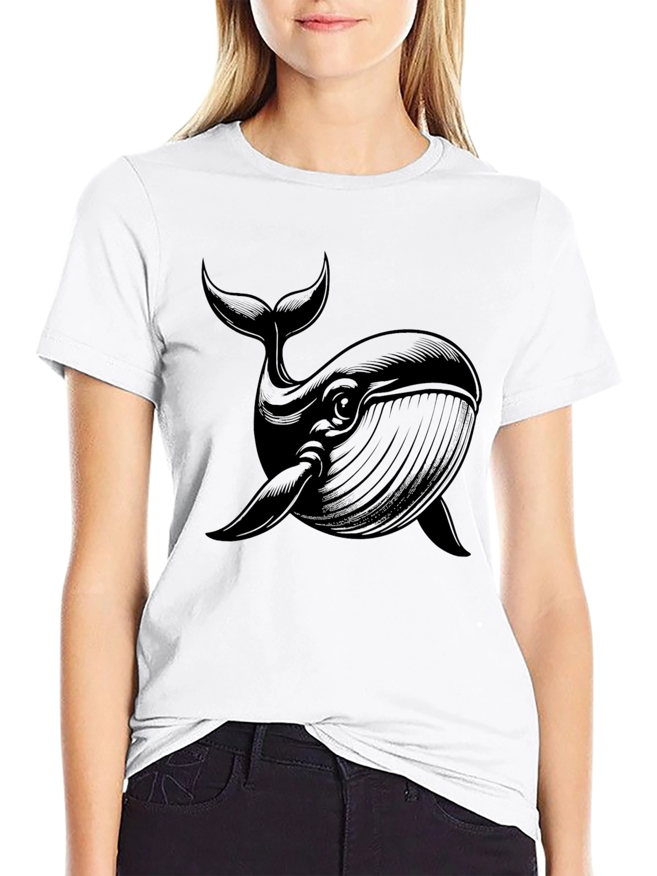 Black Whale Graphic Tee - Mens Casual Shirt