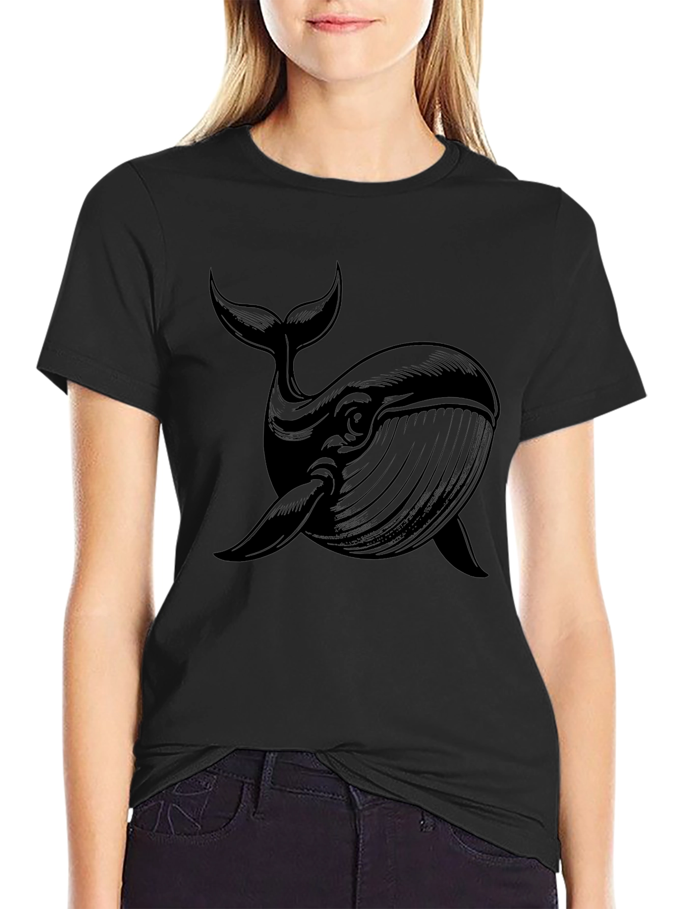 Black Whale Graphic Tee - Mens Casual Shirt