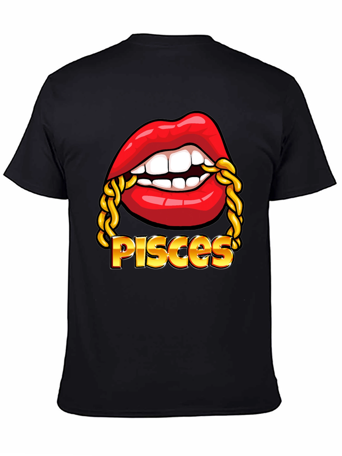 Pisces Zodiac Lips Chain Graphic Tee