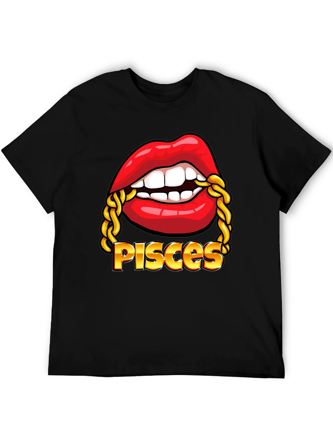 Pisces Zodiac Lips Chain Graphic Tee