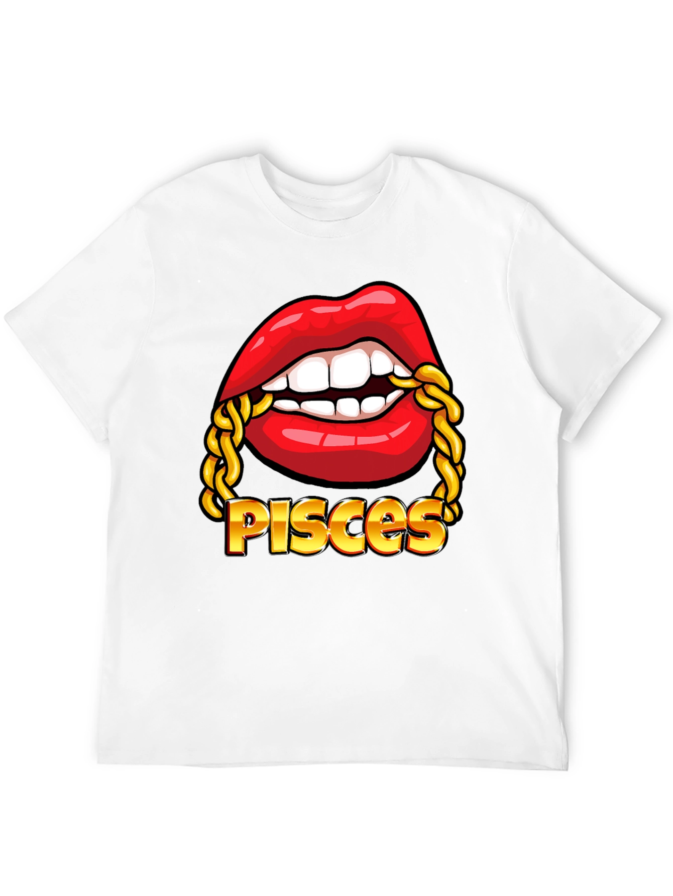 Pisces Zodiac Lips Chain Graphic Tee