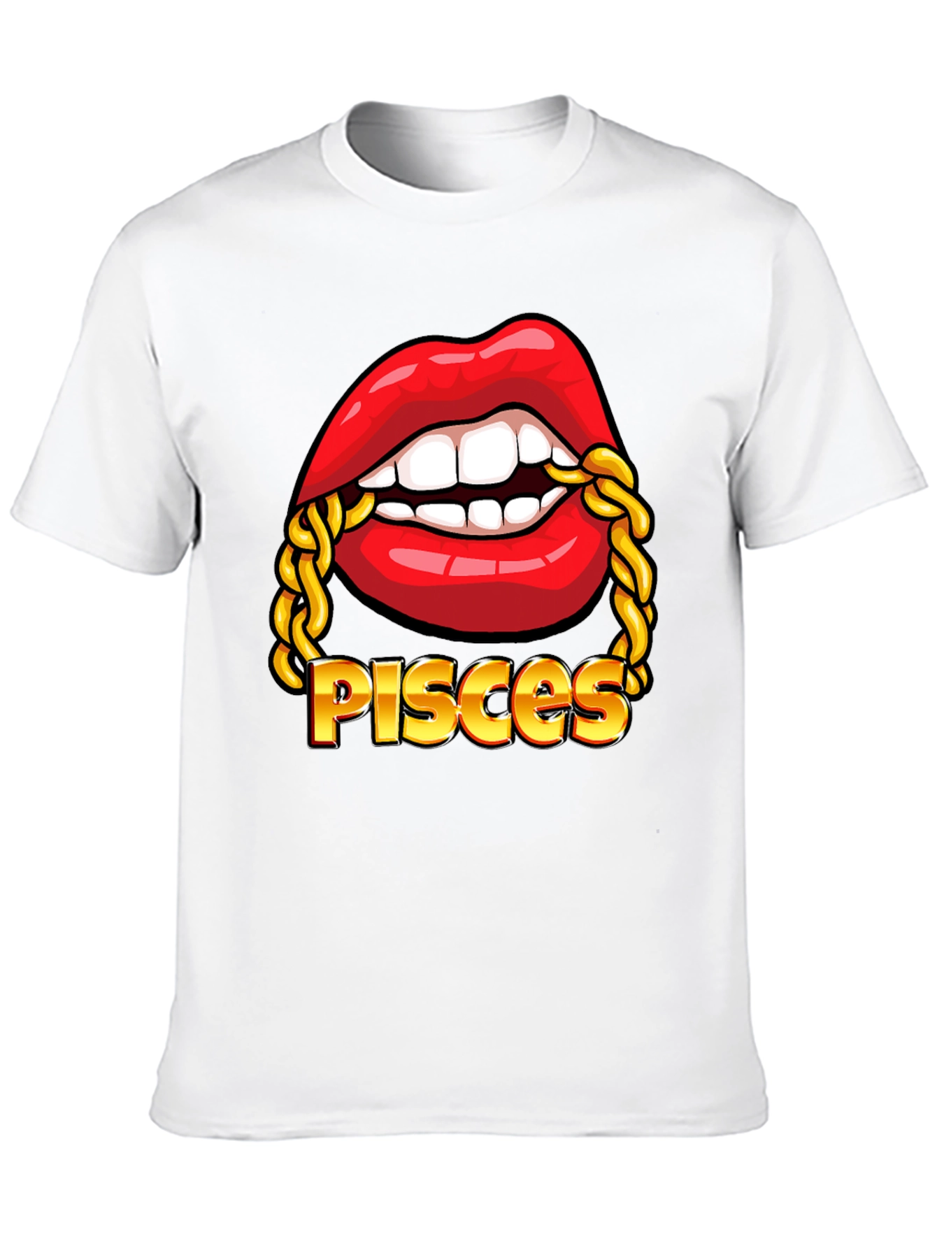 Pisces Zodiac Lips Chain Graphic Tee