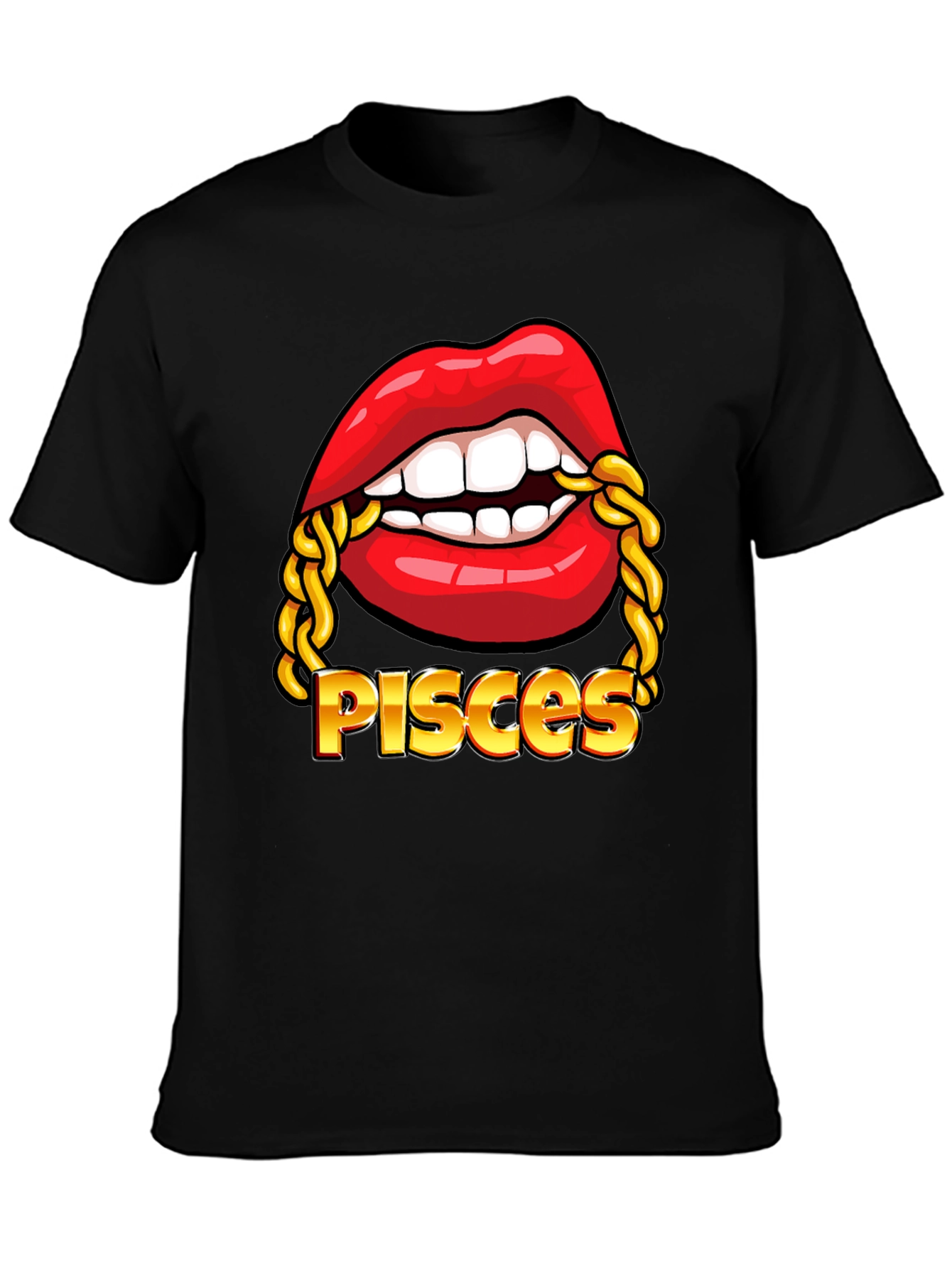 Pisces Zodiac Lips Chain Graphic Tee