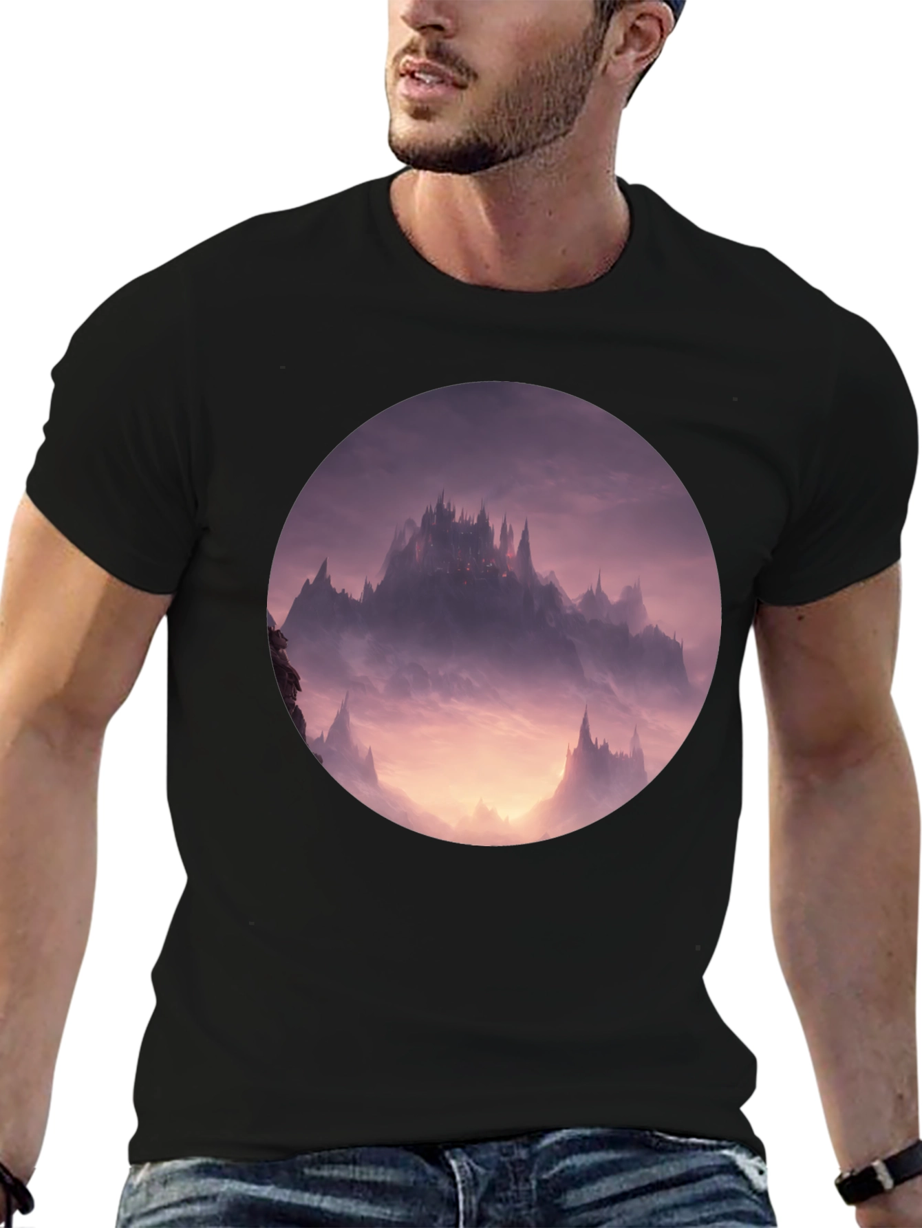 Fantasy Castle Graphic Tee - Black