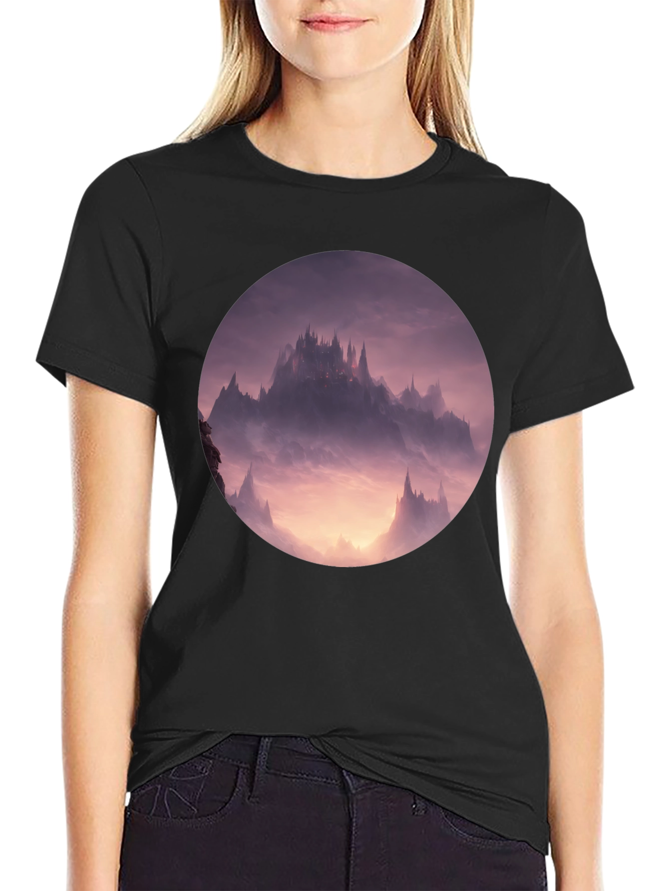 Fantasy Castle Graphic Tee - Black