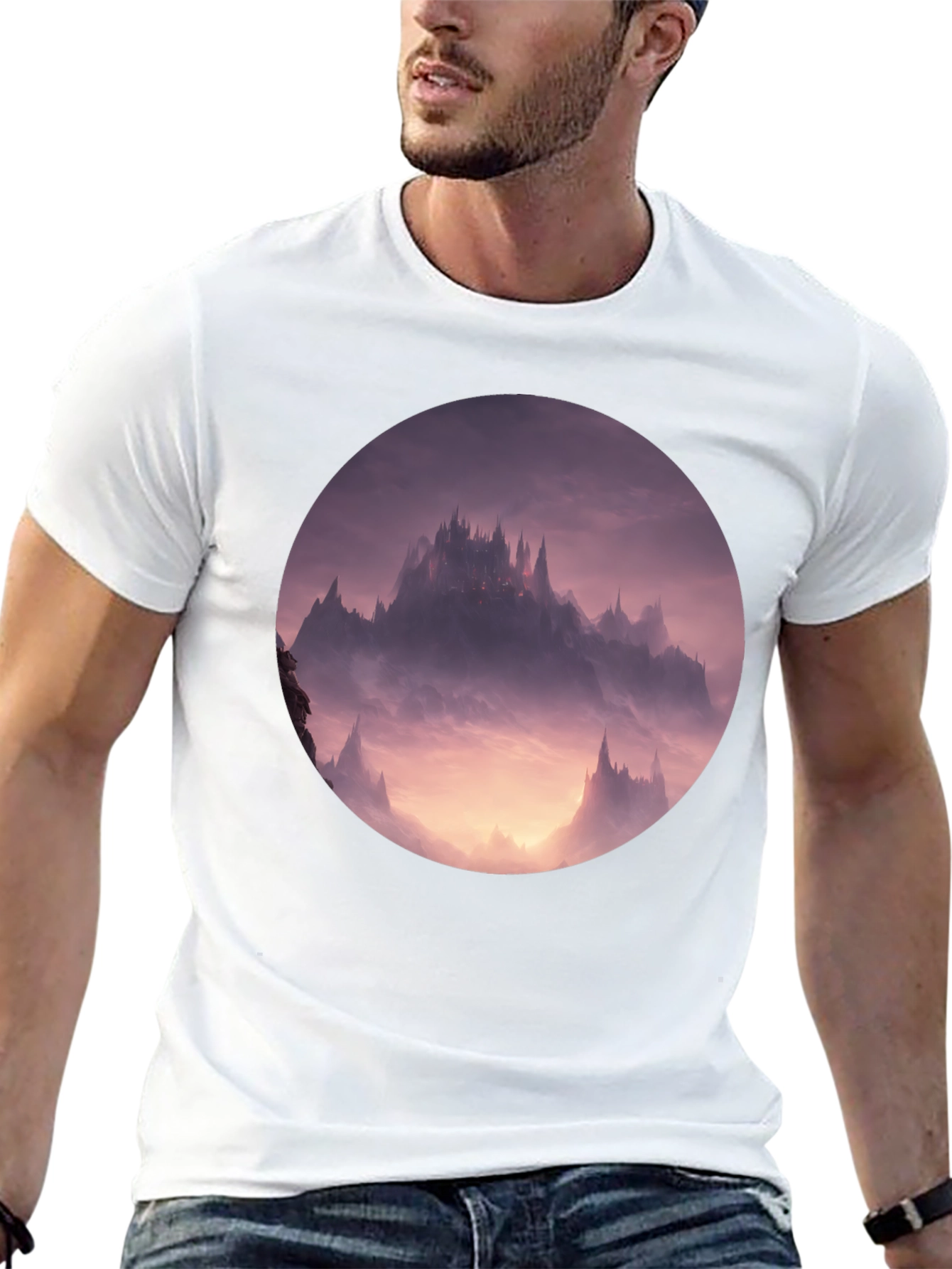 Fantasy Castle Graphic Tee - Black