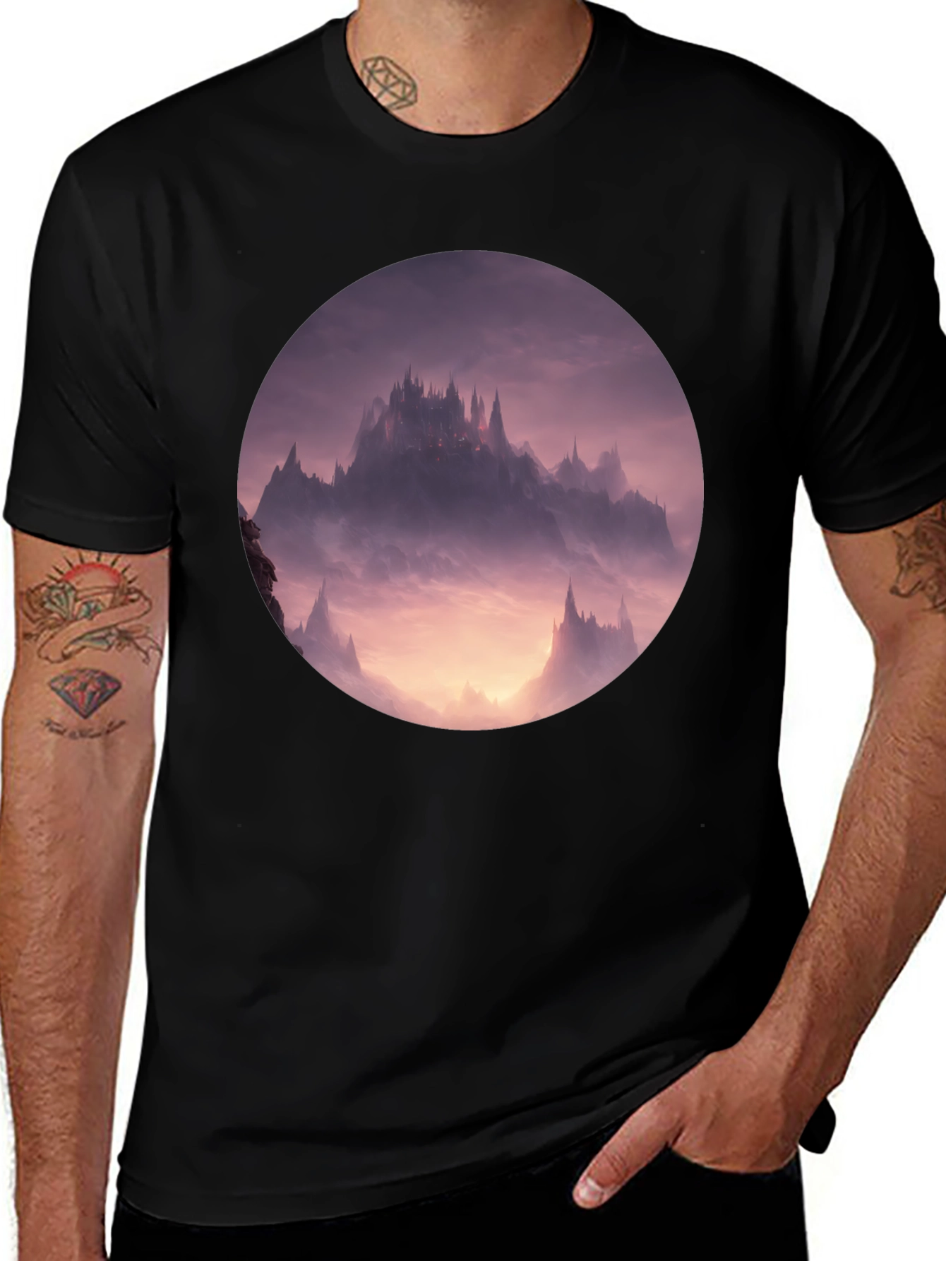 Fantasy Castle Graphic Tee - Black