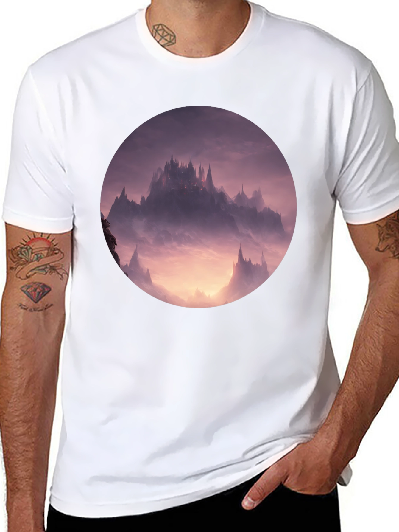 Fantasy Castle Graphic Tee - Black