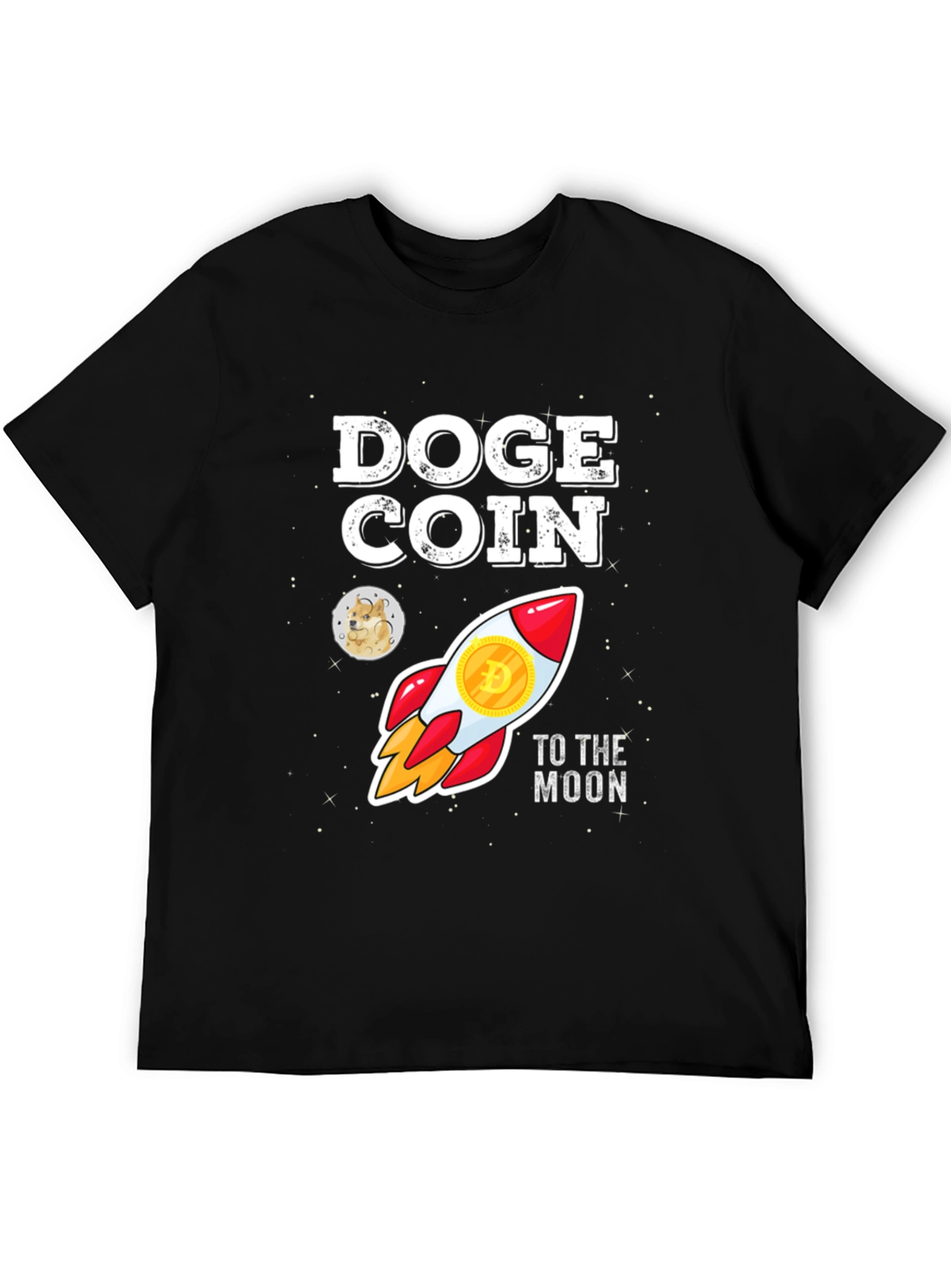 Doge Coin Rocket to the Moon Black T-Shirt