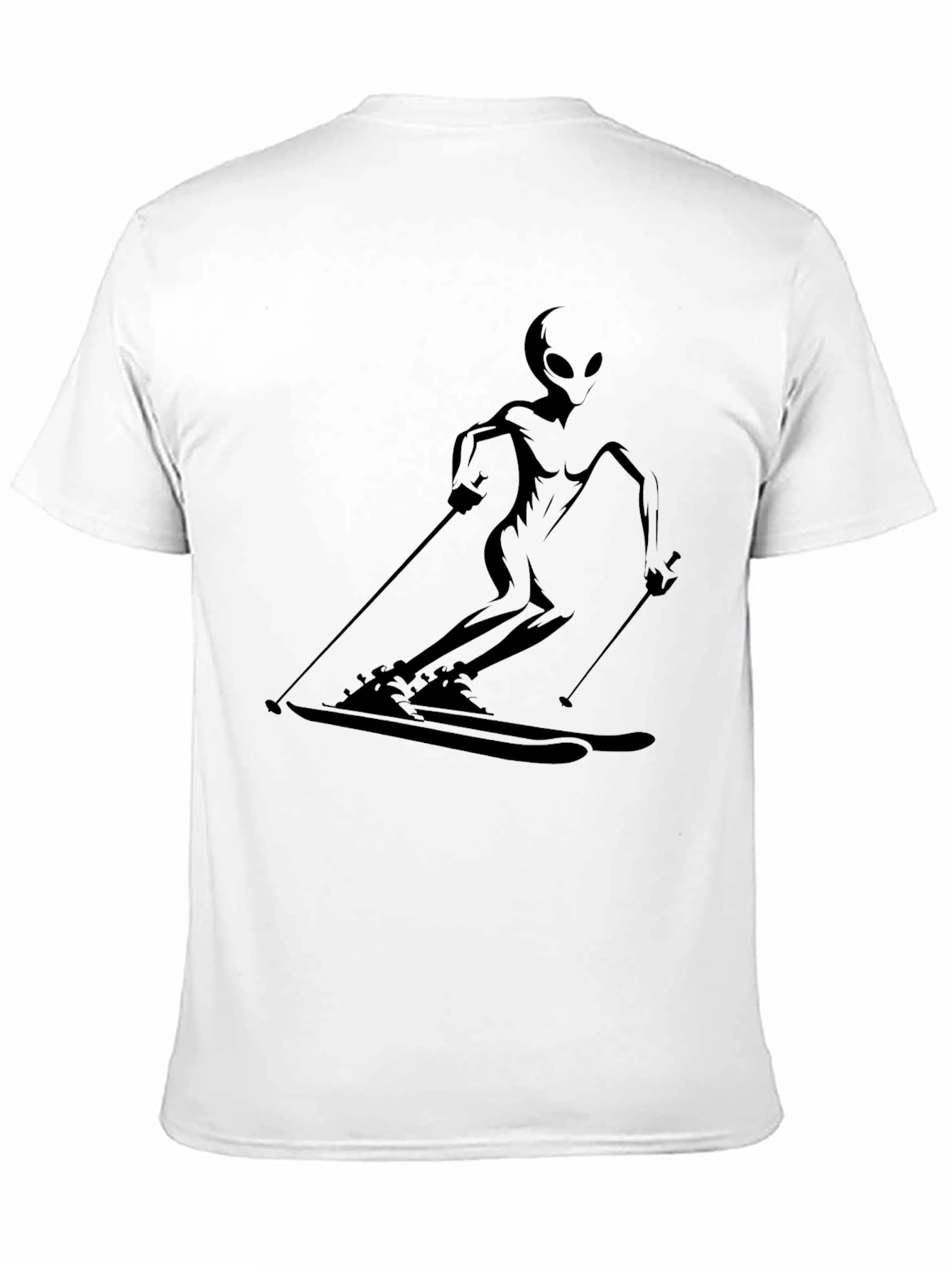 Alien Skiing Graphic Tee - Cool Black T-Shirt