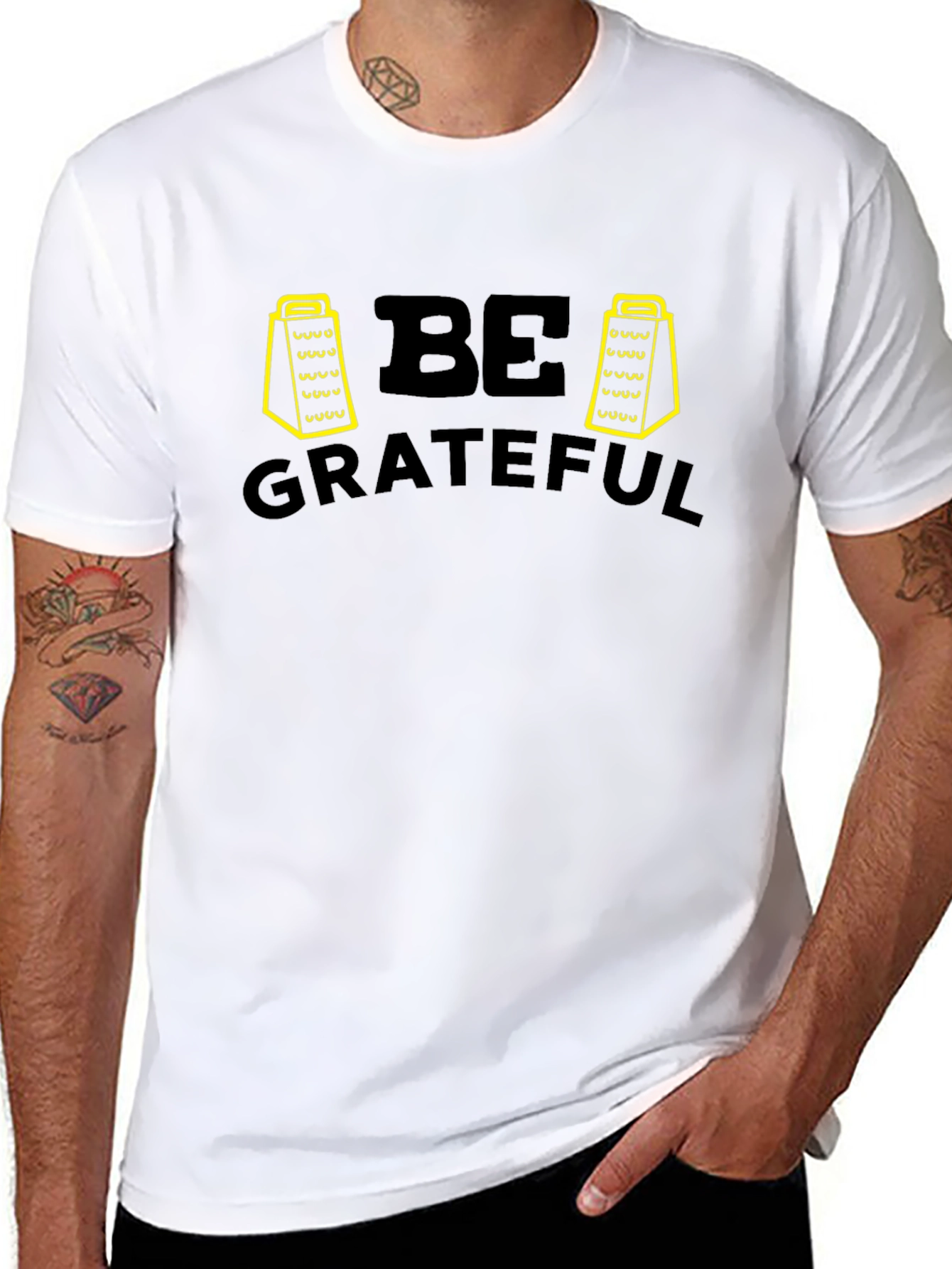 Be Grateful Grater Graphic T-Shirt - Black Casual Tee