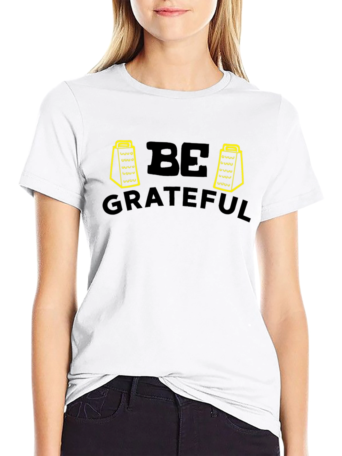 Be Grateful Grater Graphic T-Shirt - Black Casual Tee
