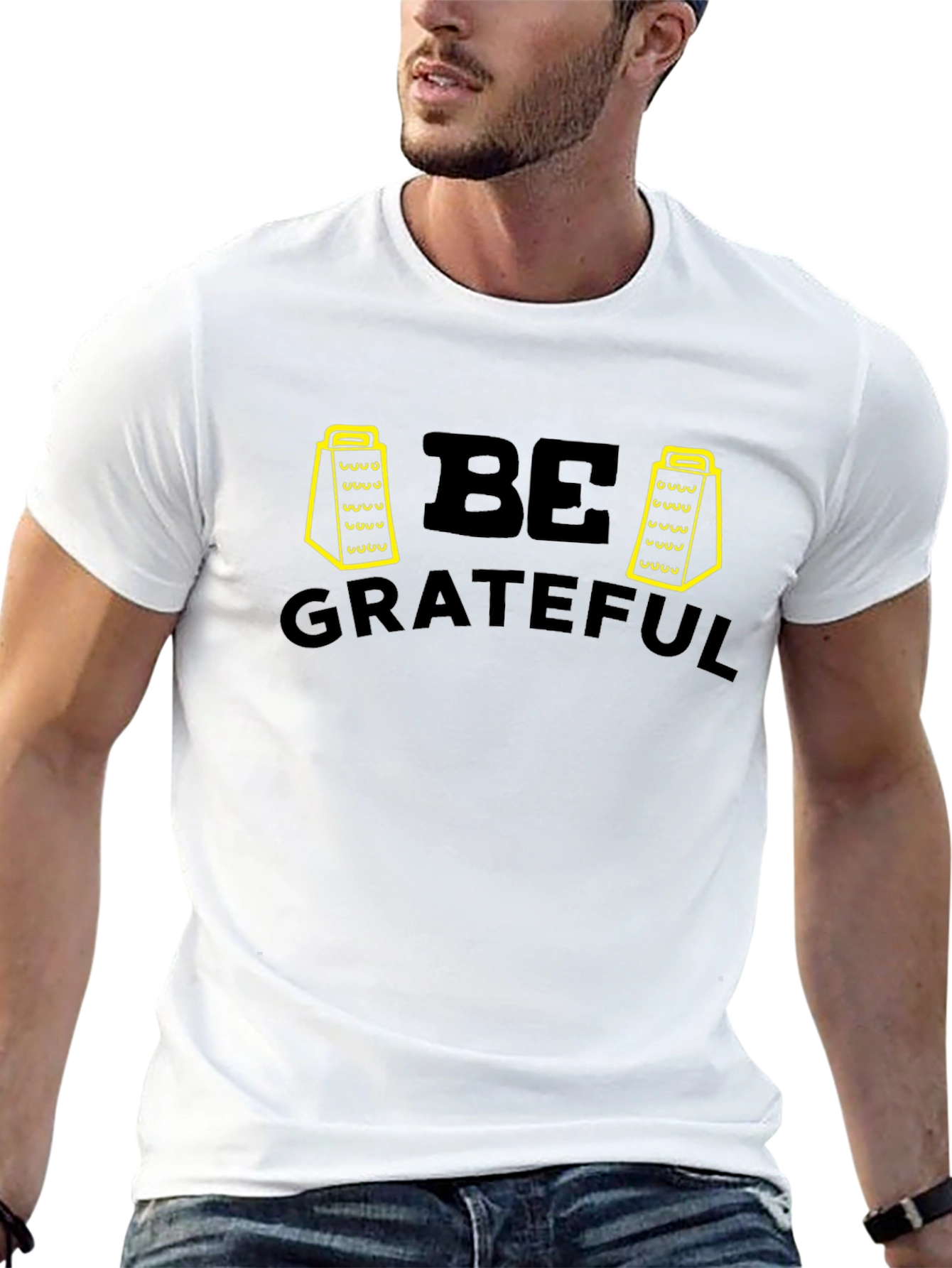 Be Grateful Grater Graphic T-Shirt - Black Casual Tee