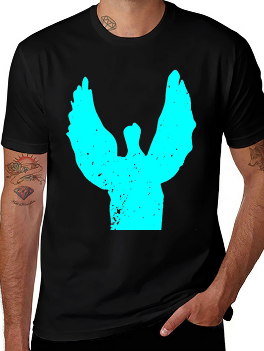 Abstract Angel Wings Graphic Black T-Shirt