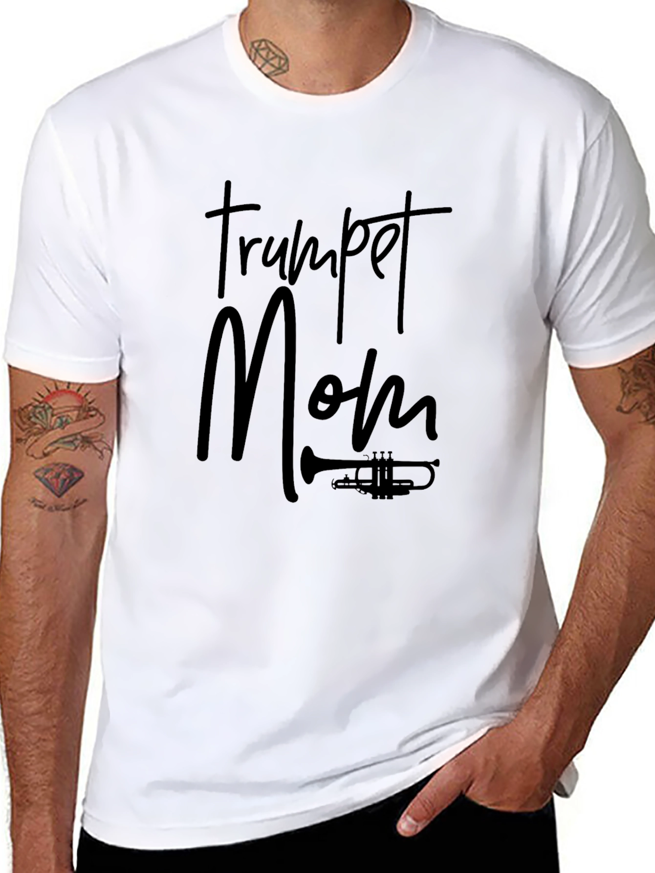 Trumpet Mom Black Graphic T-Shirt