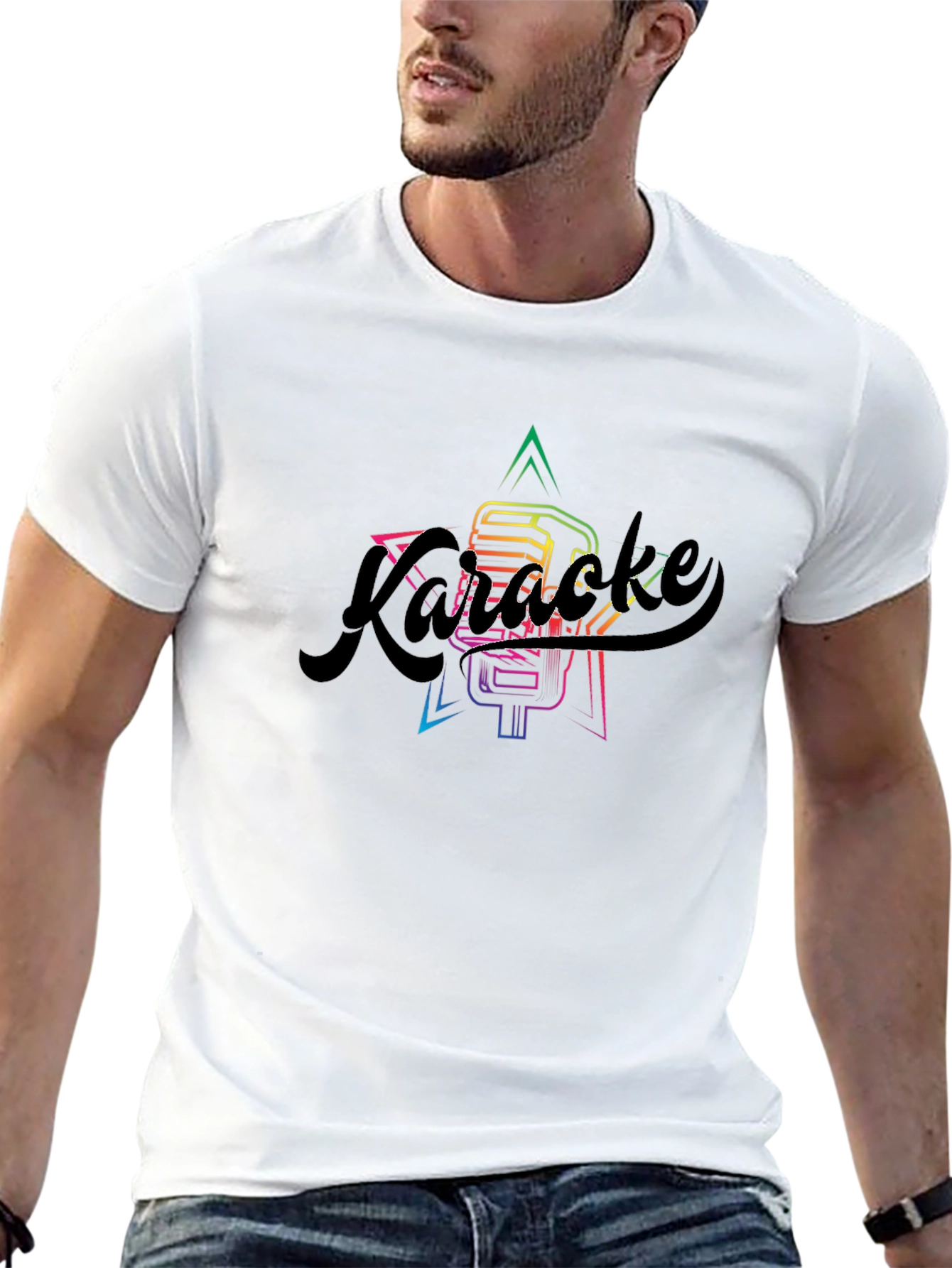 Karaoke Microphone Graphic T-Shirt - Black