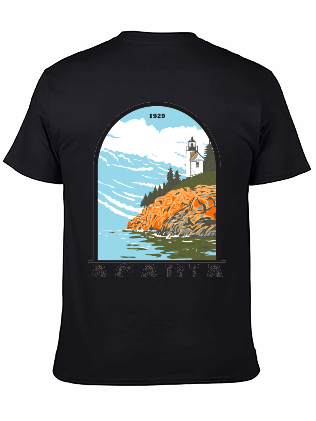 Acadia 1929 Graphic T-Shirt - Lighthouse Design