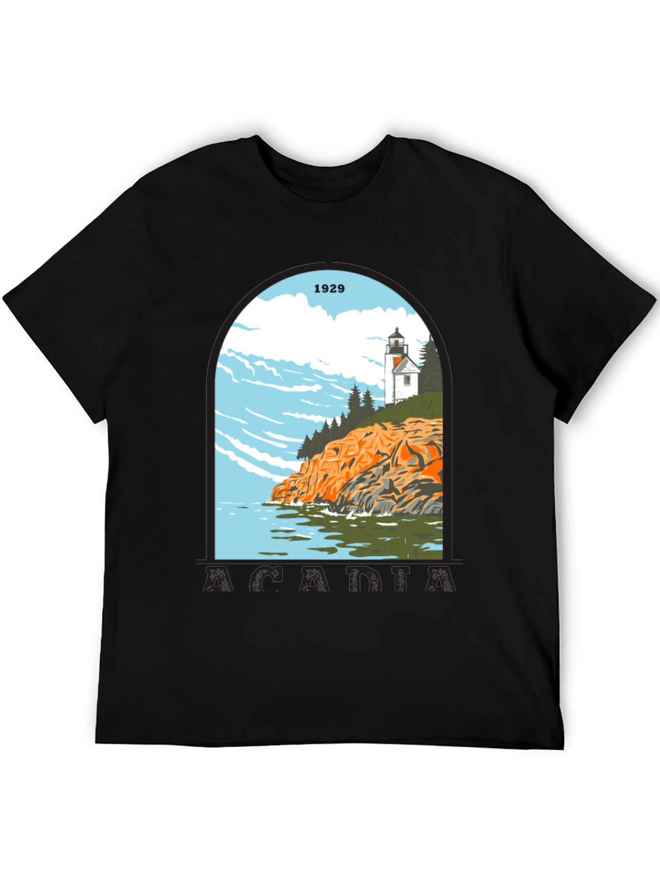 Acadia 1929 Graphic T-Shirt - Lighthouse Design