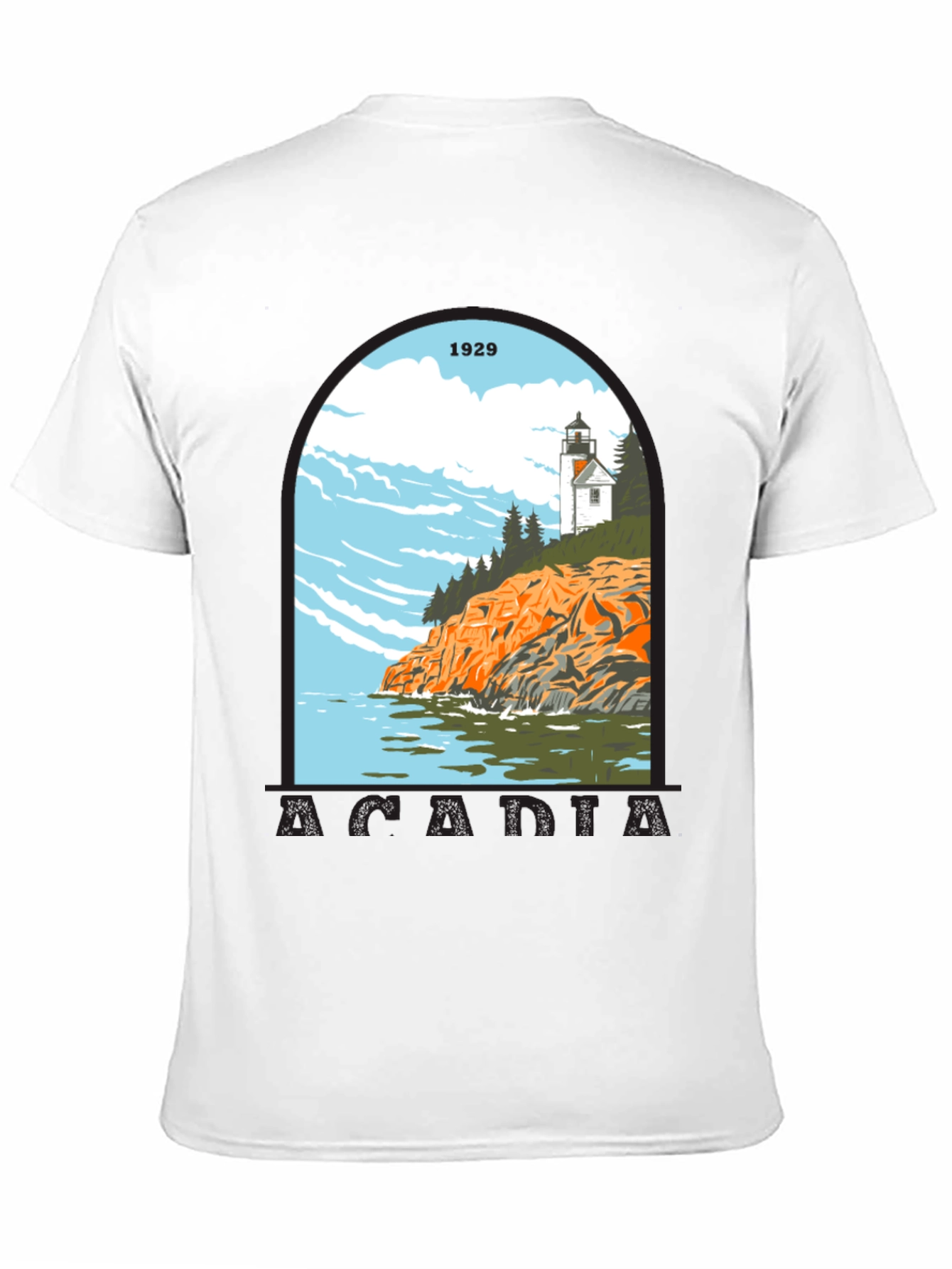 Acadia 1929 Graphic T-Shirt - Lighthouse Design