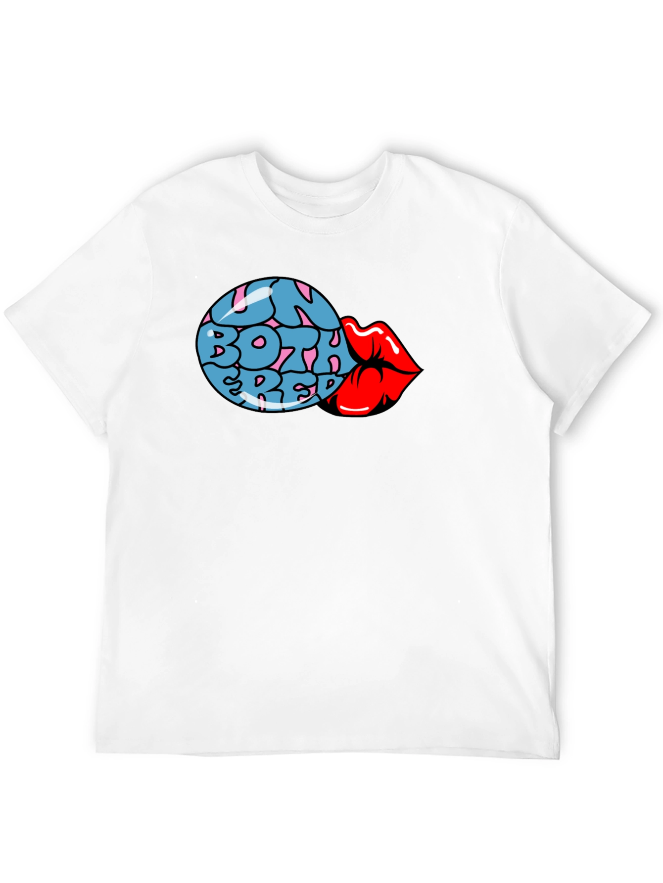 Fun Both Red Lips Graphic Black T-Shirt
