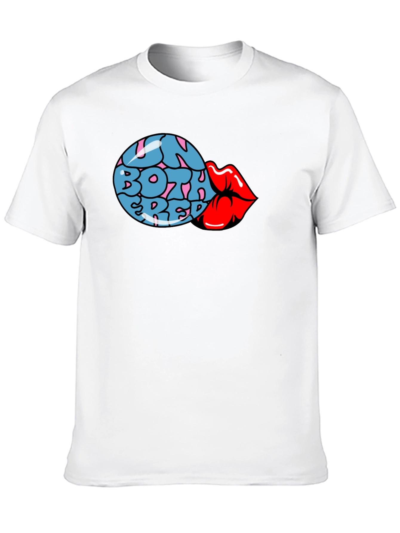 Fun Both Red Lips Graphic Black T-Shirt