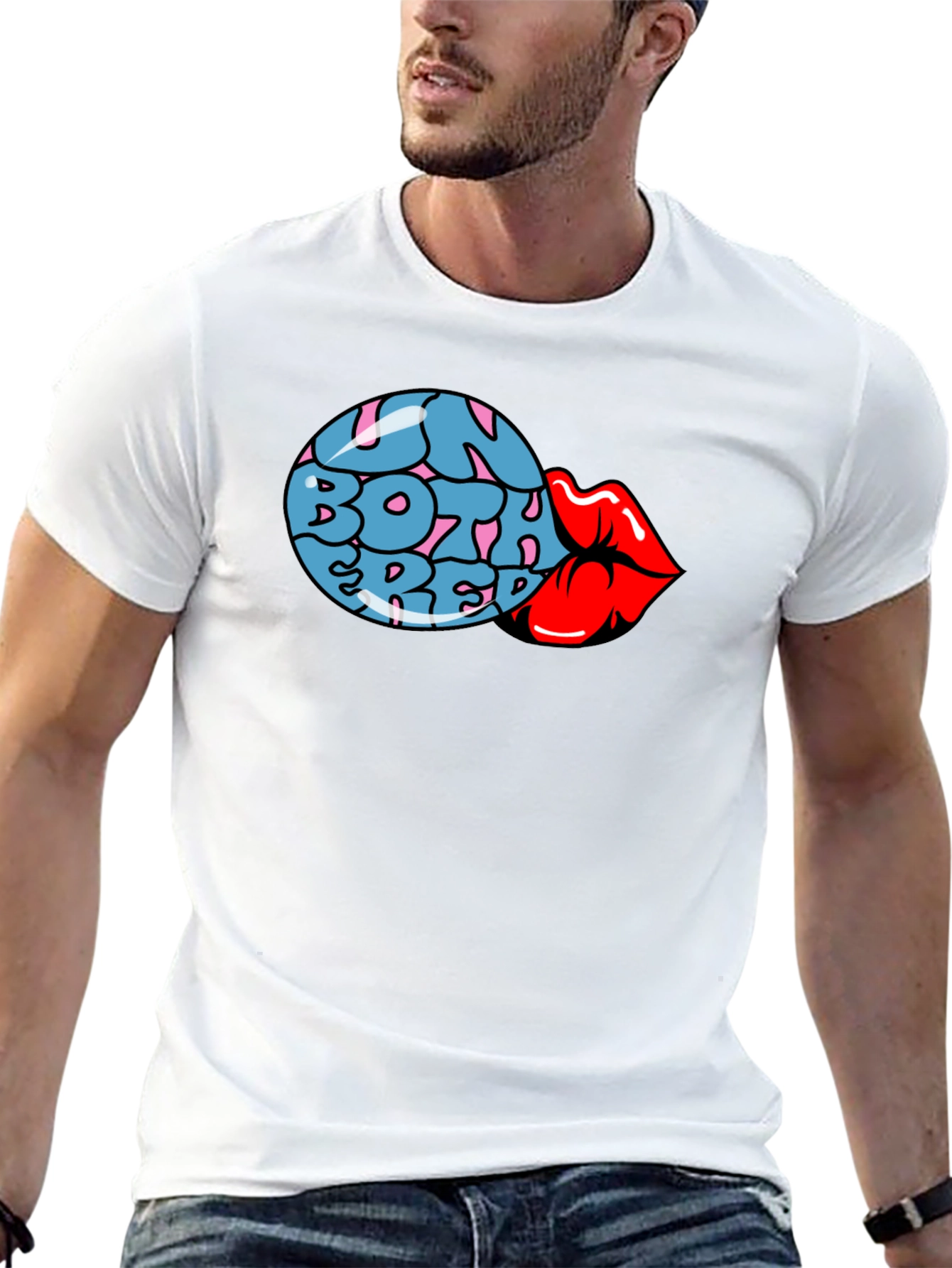 Fun Both Red Lips Graphic Black T-Shirt