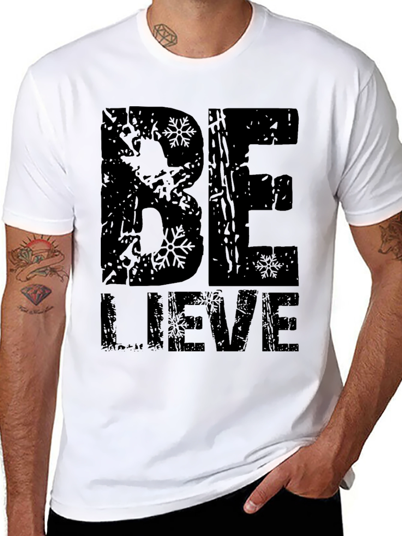 Believe Graphic Print Black T-Shirt