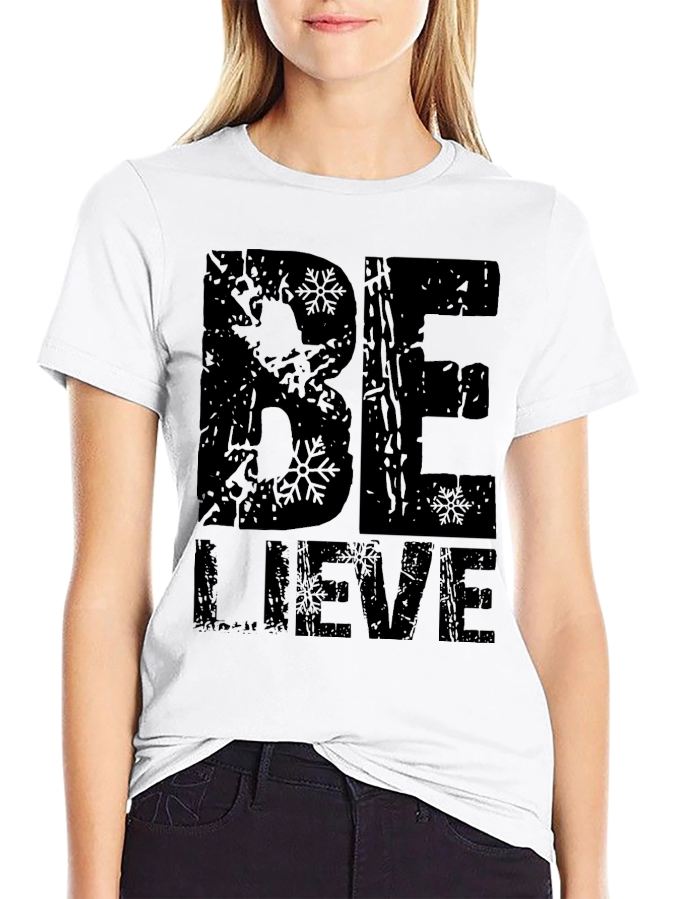 Believe Graphic Print Black T-Shirt