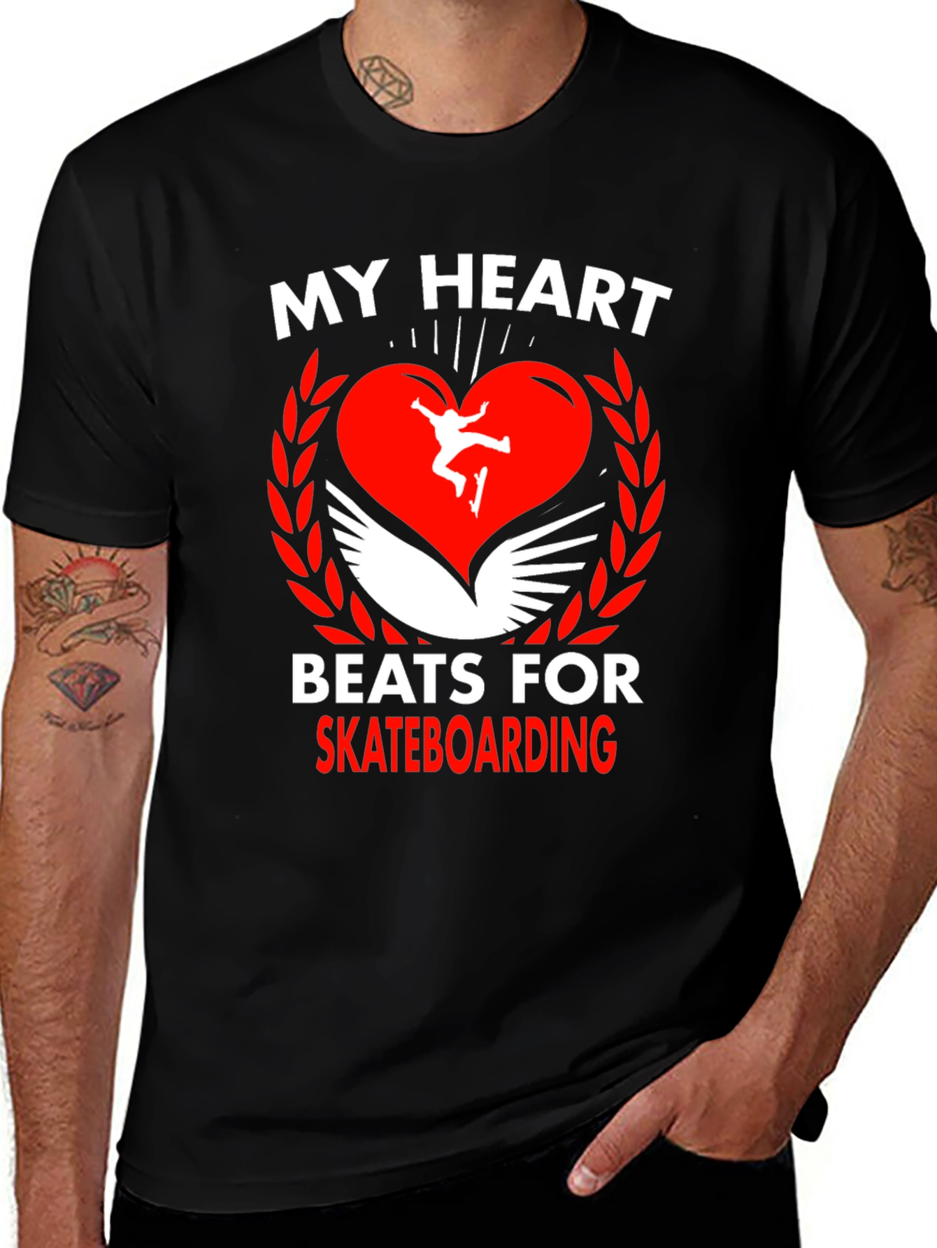 Skateboarding Heartbeat Graphic Tee