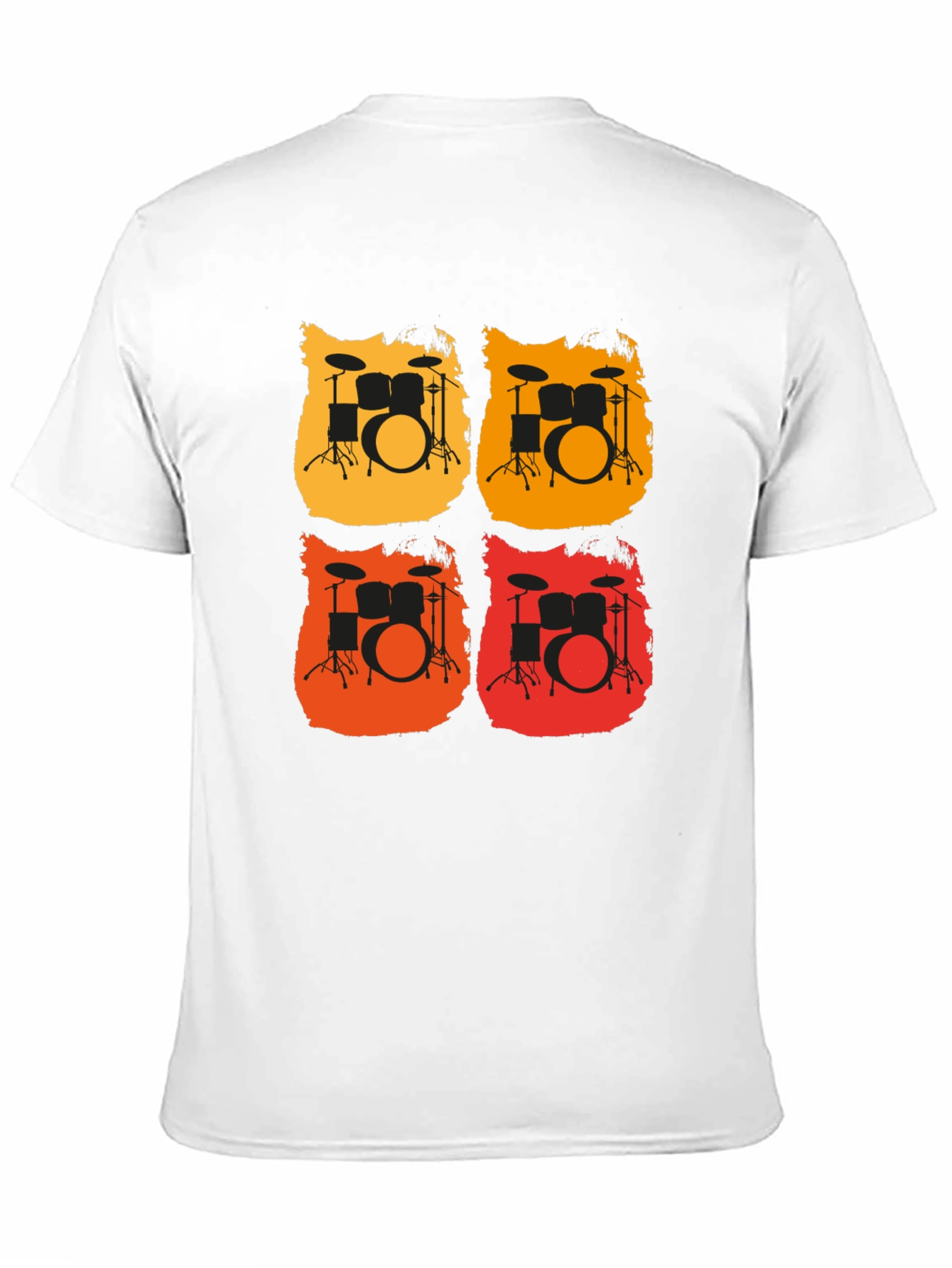 Retro Drum Set Graphic Tee - Black Cotton T-Shirt