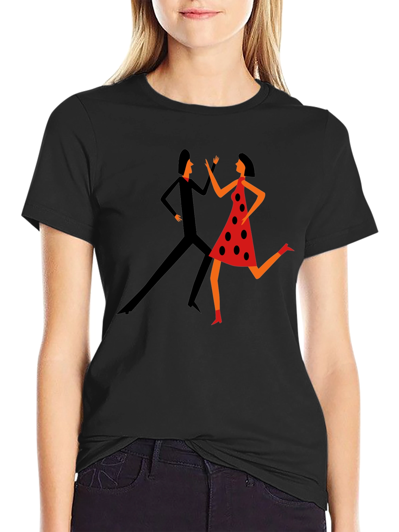 Retro Dance Graphic Tee - Stylish Black T-Shirt
