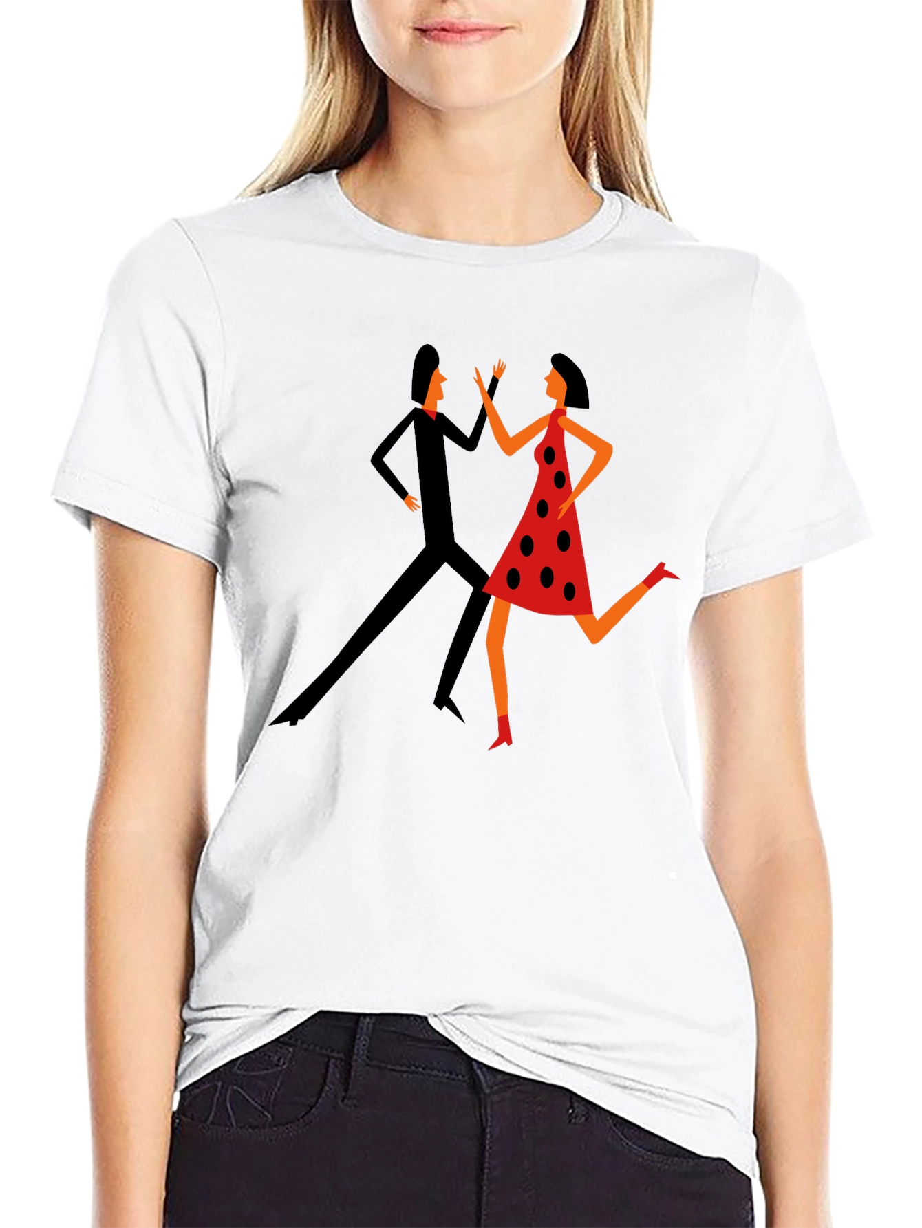 Retro Dance Graphic Tee - Stylish Black T-Shirt