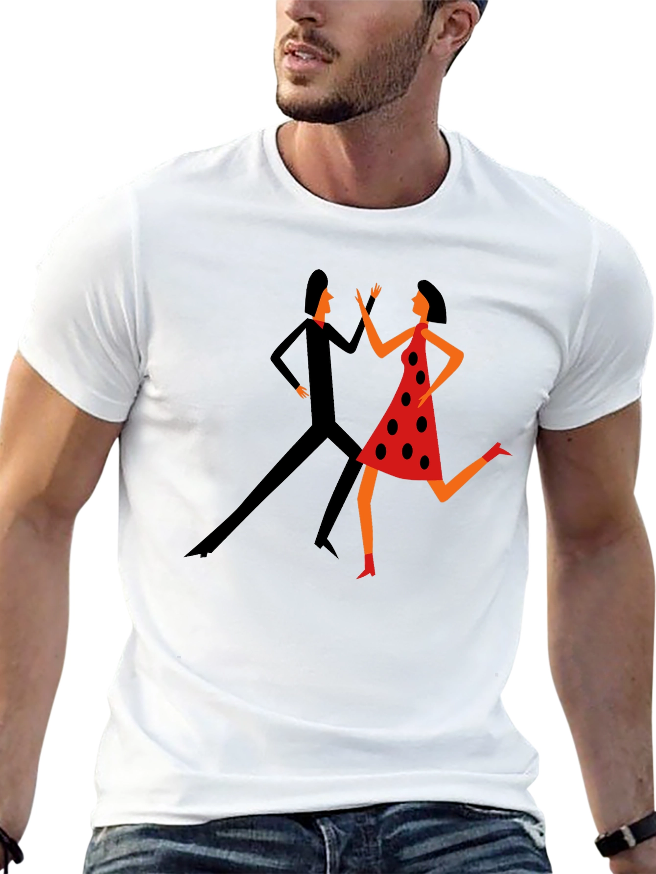 Retro Dance Graphic Tee - Stylish Black T-Shirt