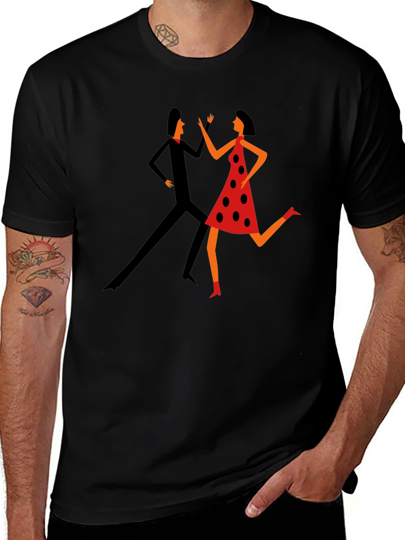 Retro Dance Graphic Tee - Stylish Black T-Shirt