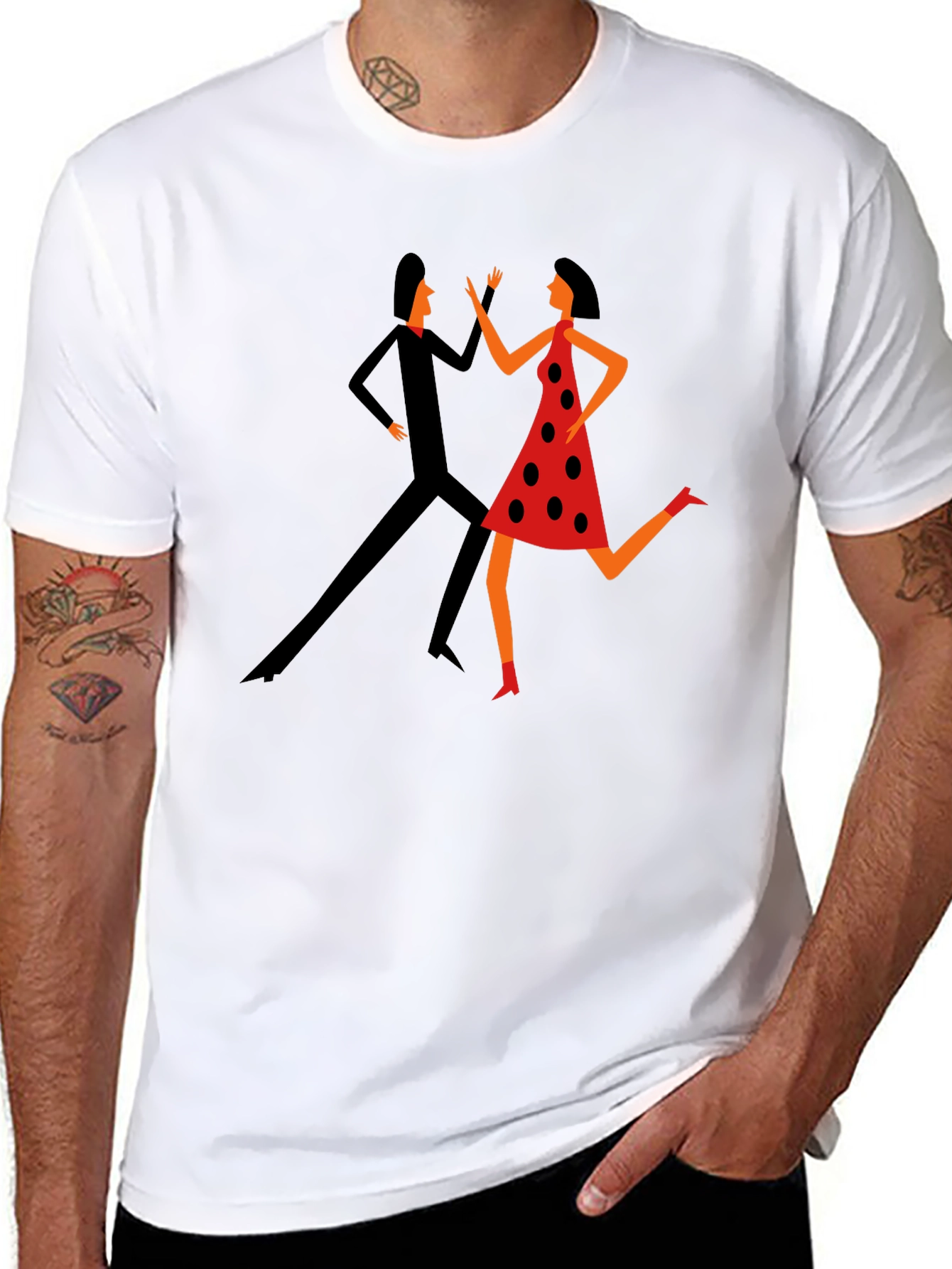 Retro Dance Graphic Tee - Stylish Black T-Shirt