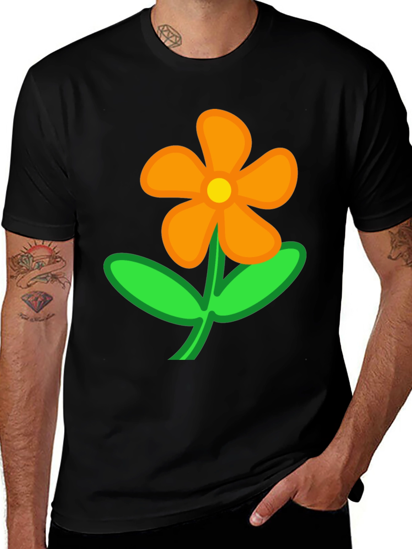 Black Flower T-Shirt - Casual Cotton Tee