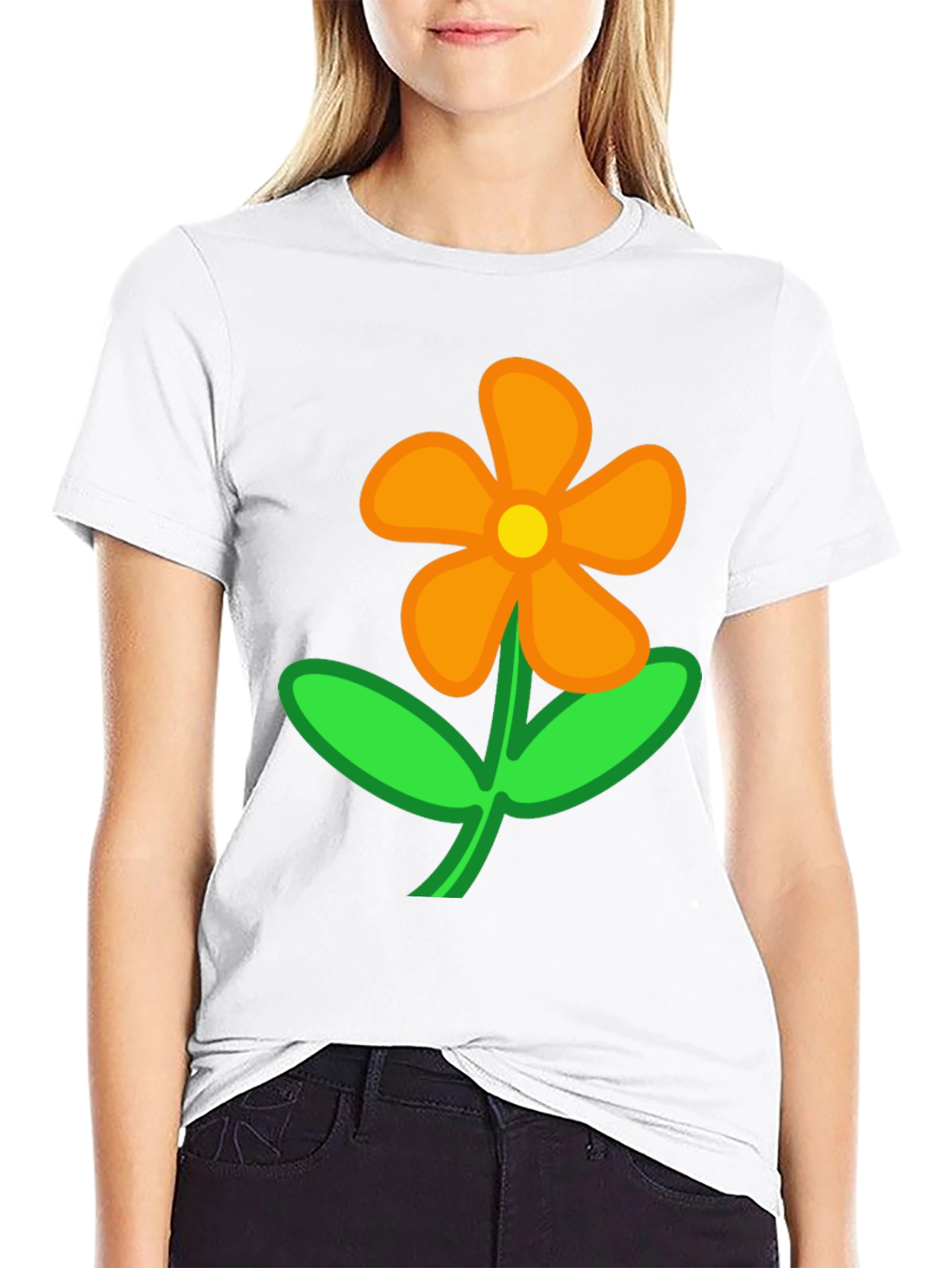 Black Flower T-Shirt - Casual Cotton Tee