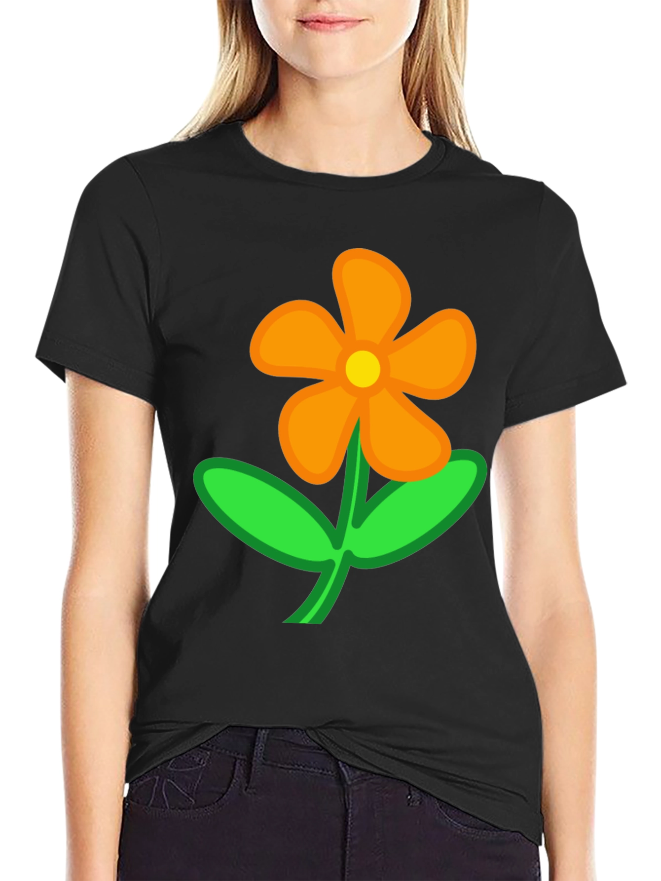 Black Flower T-Shirt - Casual Cotton Tee