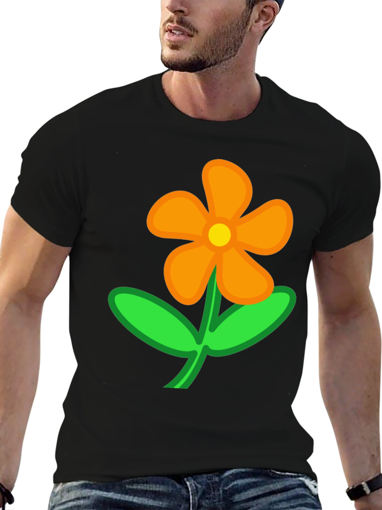 Black Flower T-Shirt - Casual Cotton Tee