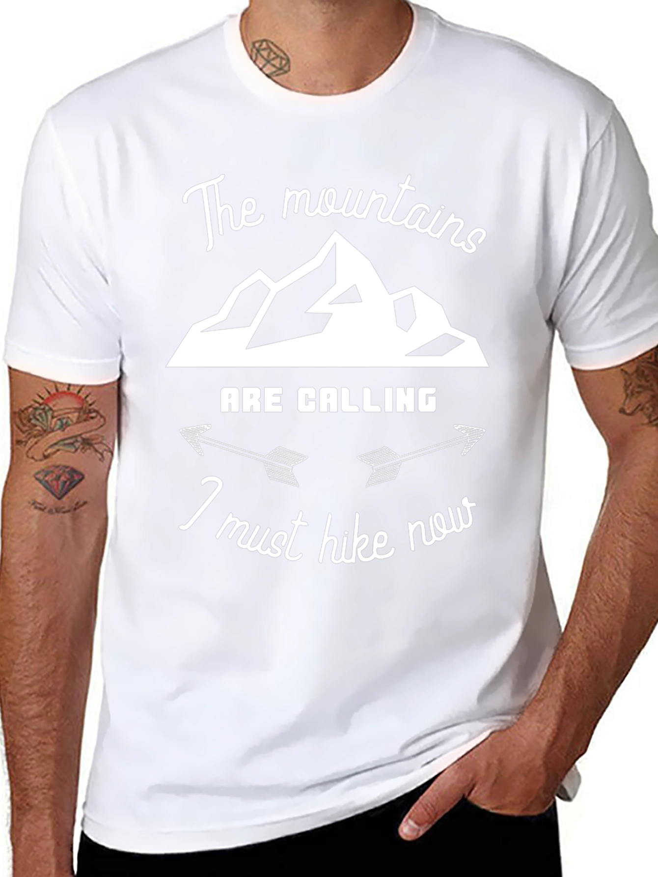 Mountains Are Calling Hike Now Black T-Shirt