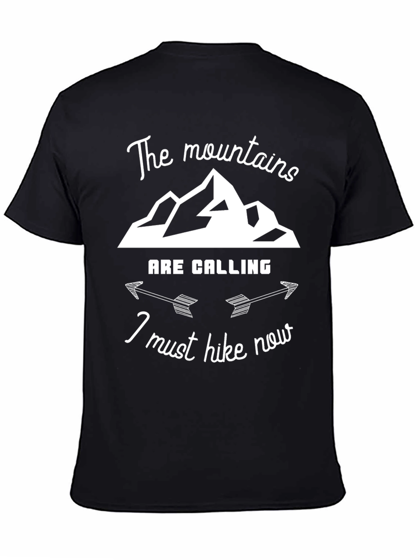Mountains Are Calling Hike Now Black T-Shirt