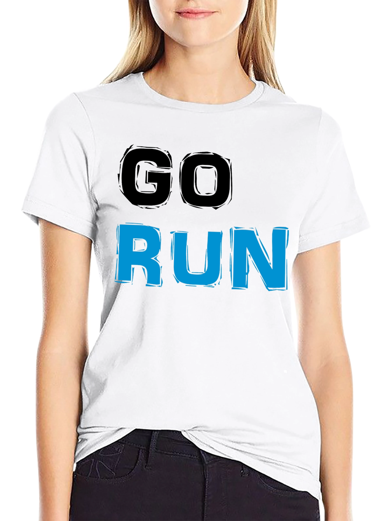 Go Run Graphic T-Shirt - Black Casual Tee