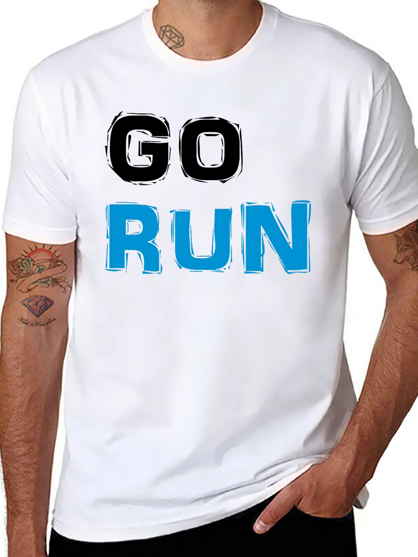 Go Run Graphic T-Shirt - Black Casual Tee