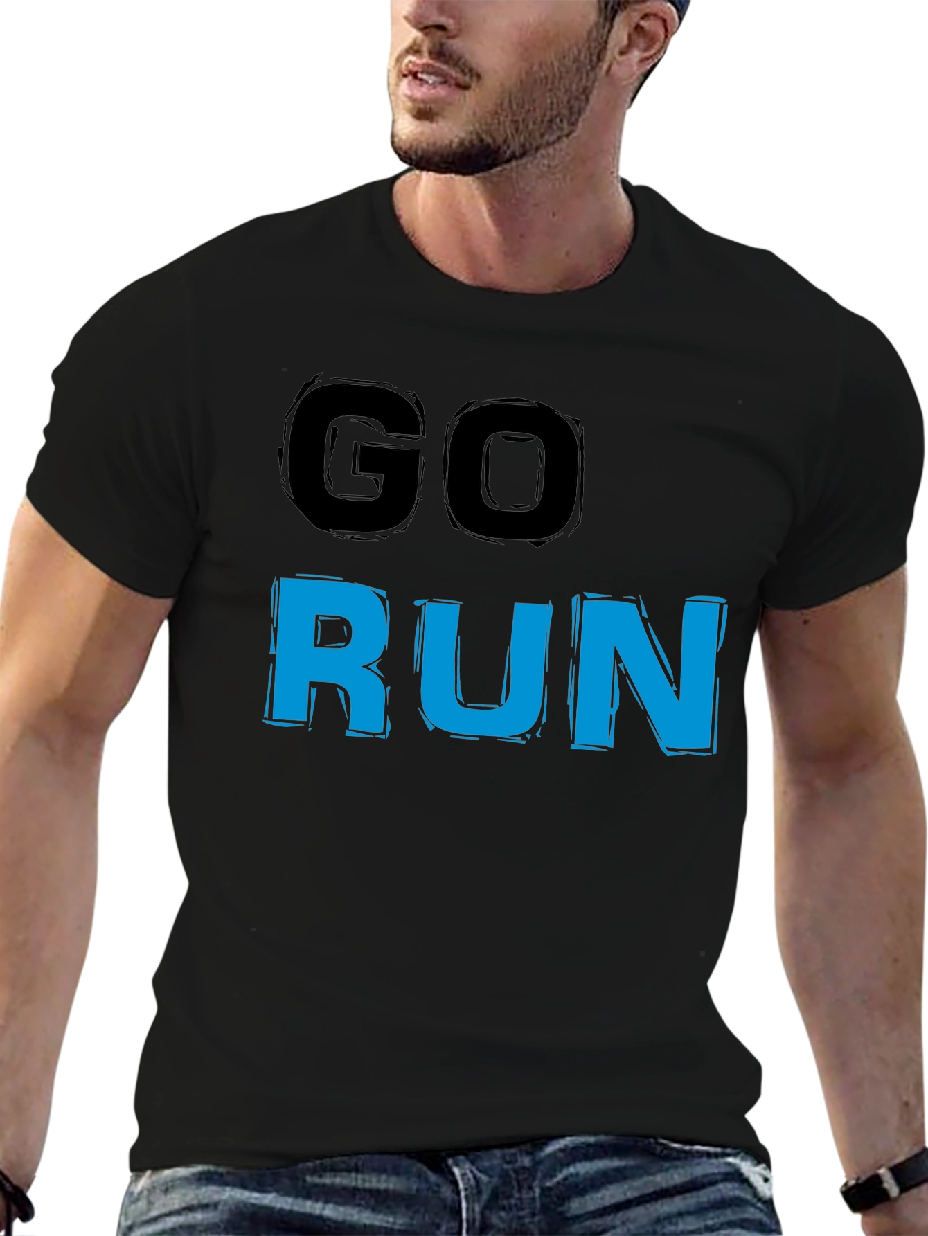 Go Run Graphic T-Shirt - Black Casual Tee